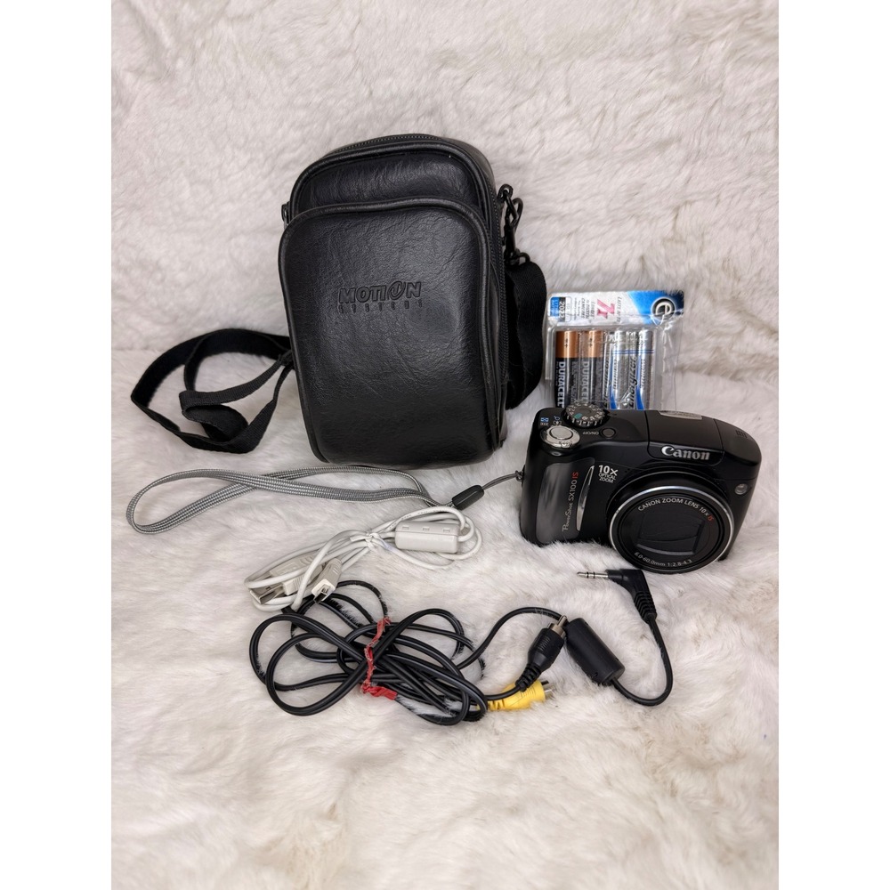 Canon PowerShot SX100 IS Digital Camera 8.0MP 10x Zoom Blk Bundle PC1256 Works!